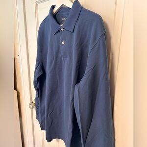 L.L. Bean long sleeve blue pique polo shirt.